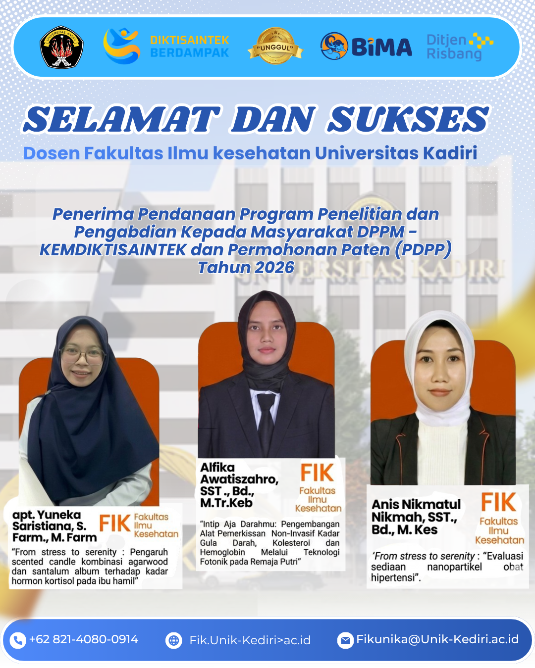 Prestasi Gemilang  Dosen FIK Universitas Kadiri Raih Pendanaan Hibah Penelitian & PDPP 2026